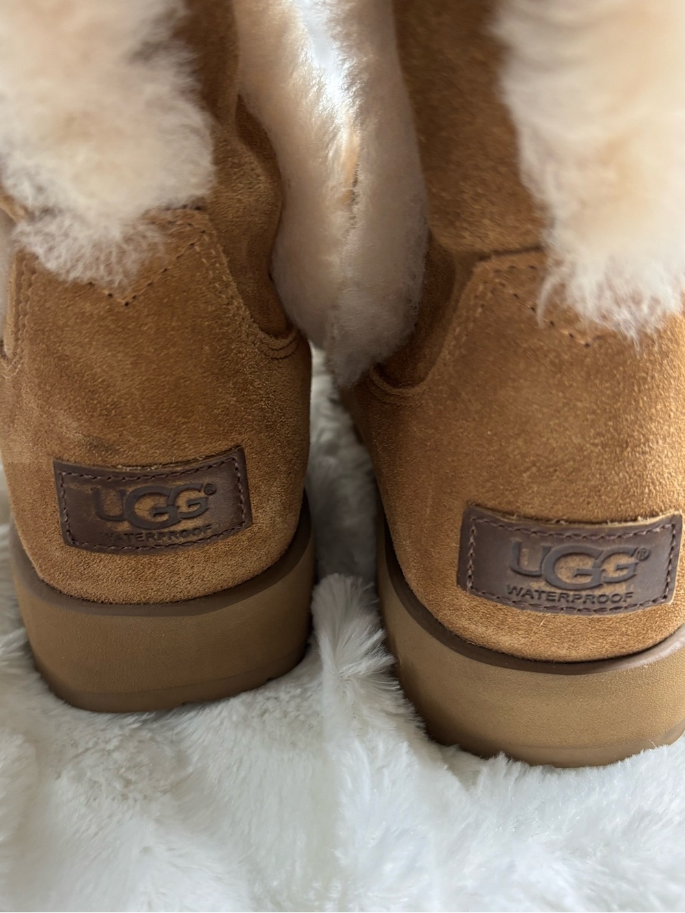 UGG Sundance II Chestnut Suede Tall Shearling-Trim Winter Boots Size 9 - Picture 9 of 15